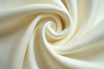 Creamy ivory textile fabric draped in a swirling pattern.
