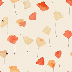 Fototapeta premium Seamless pattern Falling blossoms with watercolor flowers on light background