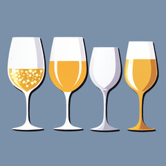 set of wine glasses cartoon vector illustration