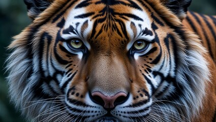 Fototapeta premium Regal Tiger Expression in Ultra-Detailed Face and Fur Shot