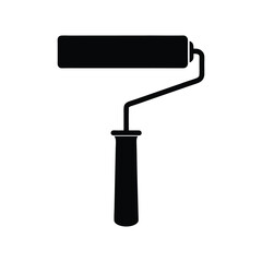 Solid dark blue silhouette of a paint roller vector Art & Illustration