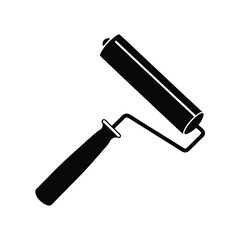 Solid dark blue silhouette of a paint roller vector Art & Illustration