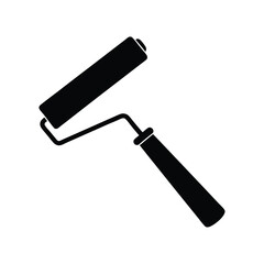 Solid dark blue silhouette of a paint roller vector Art & Illustration