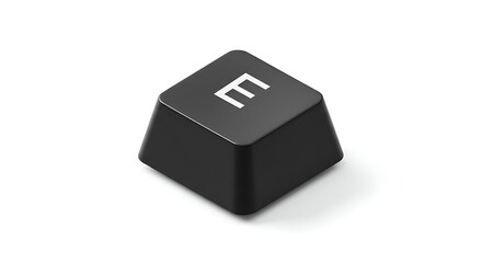 High-Quality 3D Render of a Single Black Keyboard Key