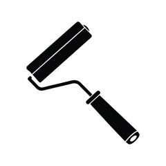 Solid dark blue silhouette of a paint roller vector Art & Illustration
