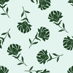 Christmas seamless pattern with berry and pine branch, winter design, hand drawn elements