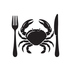 knife fork and crab, seafood restaurant logo