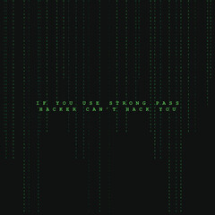 Matrix binary background, Hacker Attack Concept Vector, Internet Security, Virus Threat, and Data Theft Technology Design