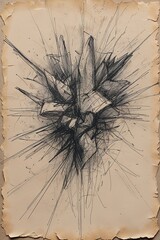 Obraz premium Rough Ink Texture with Flowing Hand-Drawn Composition