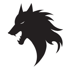 Hand drawn wolf head and face silhouette vector on a white background. illustration eps 10