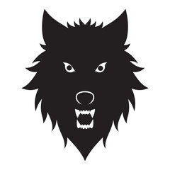 Hand drawn wolf head and face silhouette vector on a white background. illustration eps 10