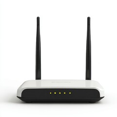 Router with two antennas isolated on white background