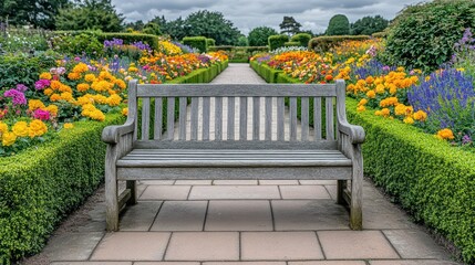 Obraz premium Peaceful garden bench