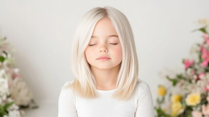 Naklejka premium Peaceful child with blonde hair