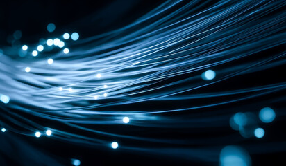 Futuristic Blue Fiber Optic Data Flow &ndash; Abstract Technology Background