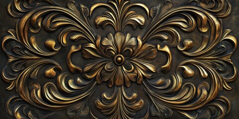 Intricate Gold Ornamentation on a Dark Surface