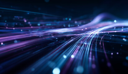 Obraz premium Futuristic Blue Fiber Optic Data Flow – Abstract Technology Background