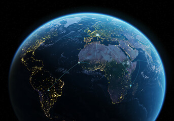 Fototapeta premium Earth at Night: Stunning Satellite Image of City Lights and Global Illumination