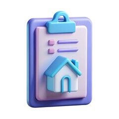 3D Home Checklist Icon for Property Management and Planning