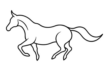 A black horse silhouette vector illustration depicts a mammal from the farm animal family