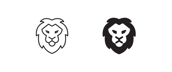 Lion head icon, Wild Lion Mascot Animal icons button, vector, sign, symbol, logo, illustration, editable stroke, flat design style isolated on white