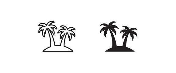 Palm vector, sign, symbol, logo, editable stroke, flat design style isolated on white, Travel logo template. Palm Tree Summer