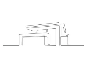 Modern house outline drawing illustration. Continuous line draw of minimalist house vector
