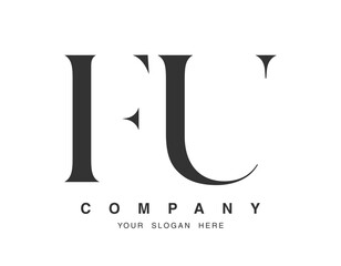 FU logo design. Initial letter f and u serif font style. Creative classic company name typography. Trendy logotype or identity.
