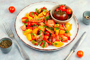 Salad of multi-colored tomatoes.