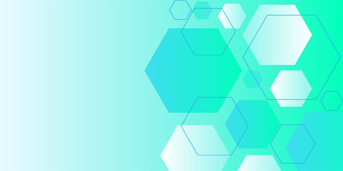 Abstract blue and white hexagon background. Futuristic digital hi-technology banner. Healthcare background. Vector
