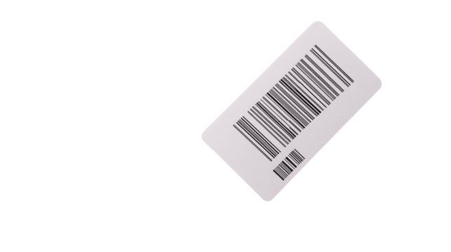 High-resolution image of a single code label, centered on white background with no other objects --ar 16:9