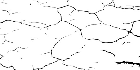 High-Resolution Vector Texture of Dry Cracked Earth with Transparent Background – Grunge Distressed Overlay Featuring Natural Split Lines and Soil Fractures
