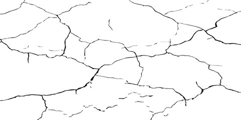High-Resolution Vector Texture of Dry Cracked Earth with Transparent Background – Grunge Distressed Overlay Featuring Natural Split Lines and Soil Fractures
