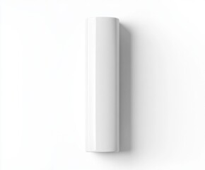A white, cylindrical object with rounded edges, isolated on a white background