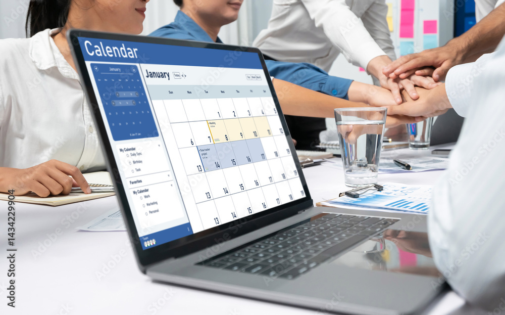 Poster Calendar on computer software application for schedule planning for personal organizer and online business brisk