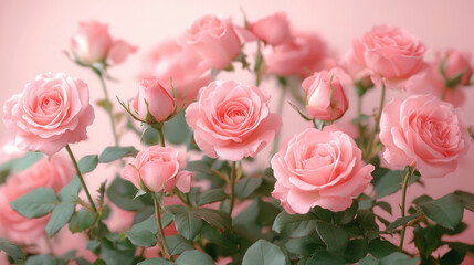Beautiful pink roses arranged on a soft pink background perfect for minimalist mobile wallpaper