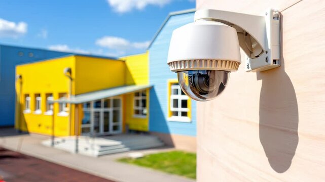 Security camera monitoring school playground.
