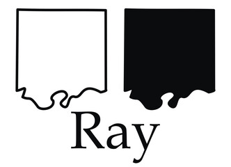 Ray (Missouri) city map with black border outline vector