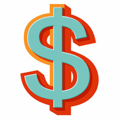 Retro Dollar Sign Illustration Symbol Of Finance And Currency Concept