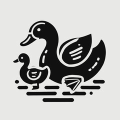 Duck and Duckling Waddling Together