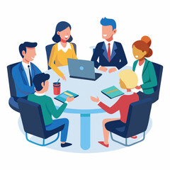 Diverse Business Team Meeting Illustration Discussing Plans And Ideas Together