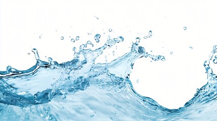 Gentle water waves splashing, clear blue tones creating a soothing effect, perfect for wellness themes and relaxation spaces.