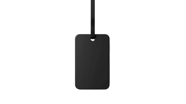 High-resolution image of a single flat RFID tag, centered on white background with no other objects --ar 16:9