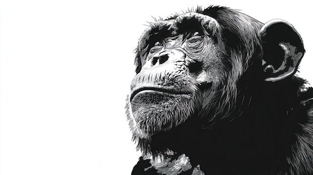Close-up portrait of a pensive primate.