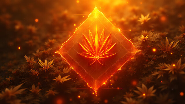 Fototapeta Burning fractal autumn. Infinite edges and sacred geometry for transformational fall gifts.