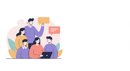 Obraz premium Flat vector of leader guiding team in soft colors