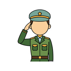 Soldier Saluting Vector Illustration, Military Man in Uniform, Army Tribute Graphic Design Art

