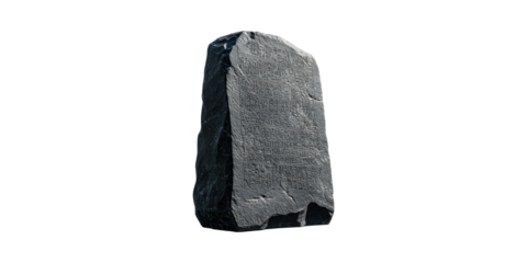 Ancient Stone Tablet With Hieroglyphs. Historical Artifact And Linguistic Study Isolated On Transparent Background