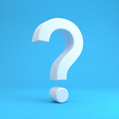 Naklejka premium Question mark on blue background. 3D rendering. FAQ and QA. Problem solution.