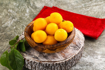 Ripe sweet juicy yellow plum